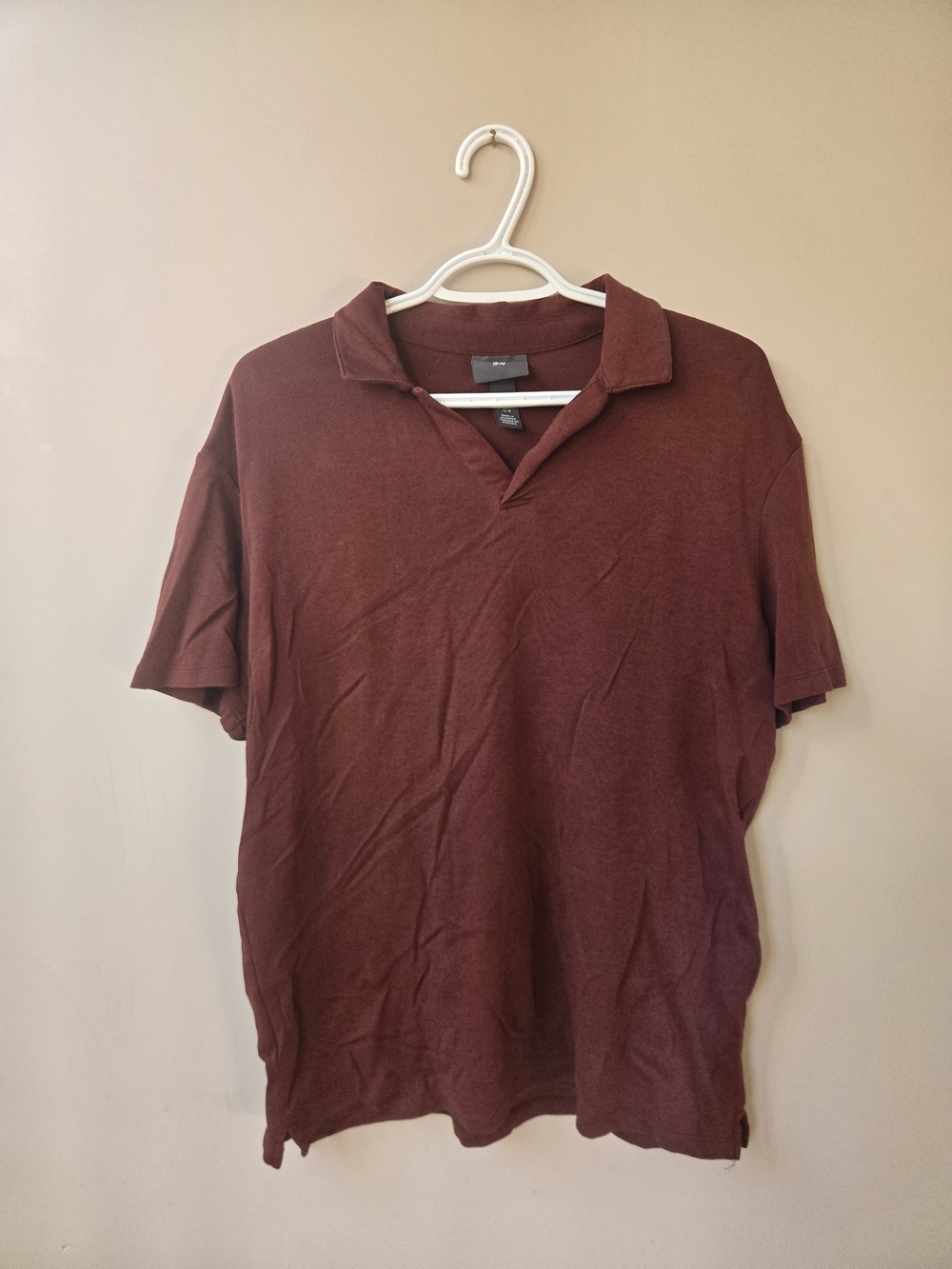 H&M Burgundy 100% Cotton Knit Polo Shirt Men's Medium